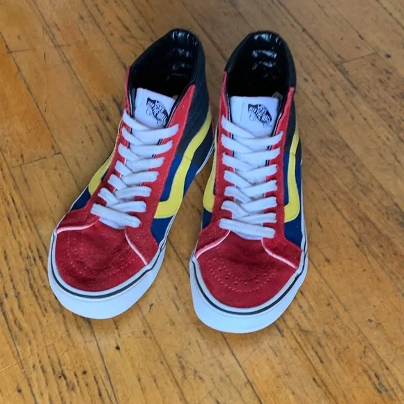 Shoes Vans Old Skool Mid Top Red Blue And Yellow Shoes Size